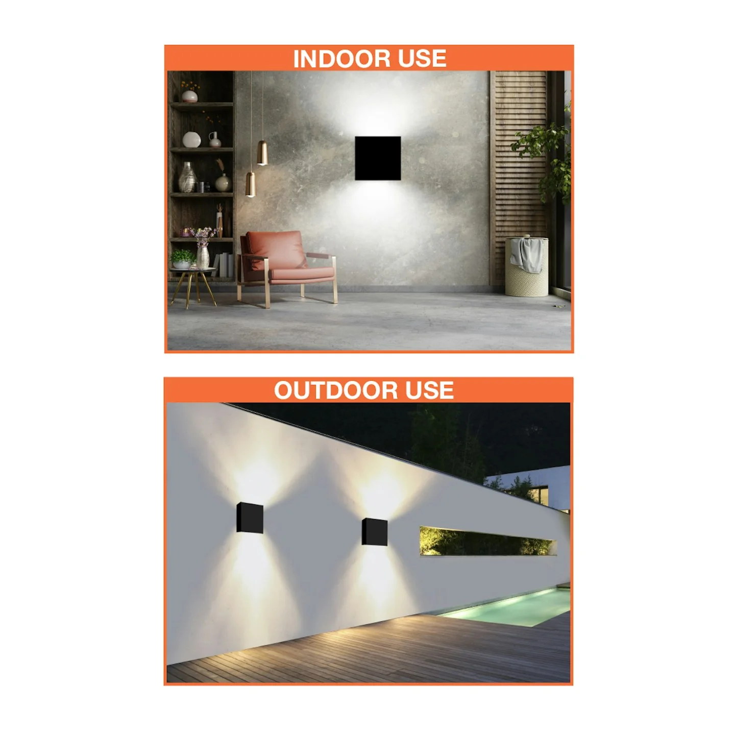 12" LED Up/Down Square Wall Sconce, 2700 Lumens, 30W, CCT Selectable, 120-277V, White or Black Finish - Image 2