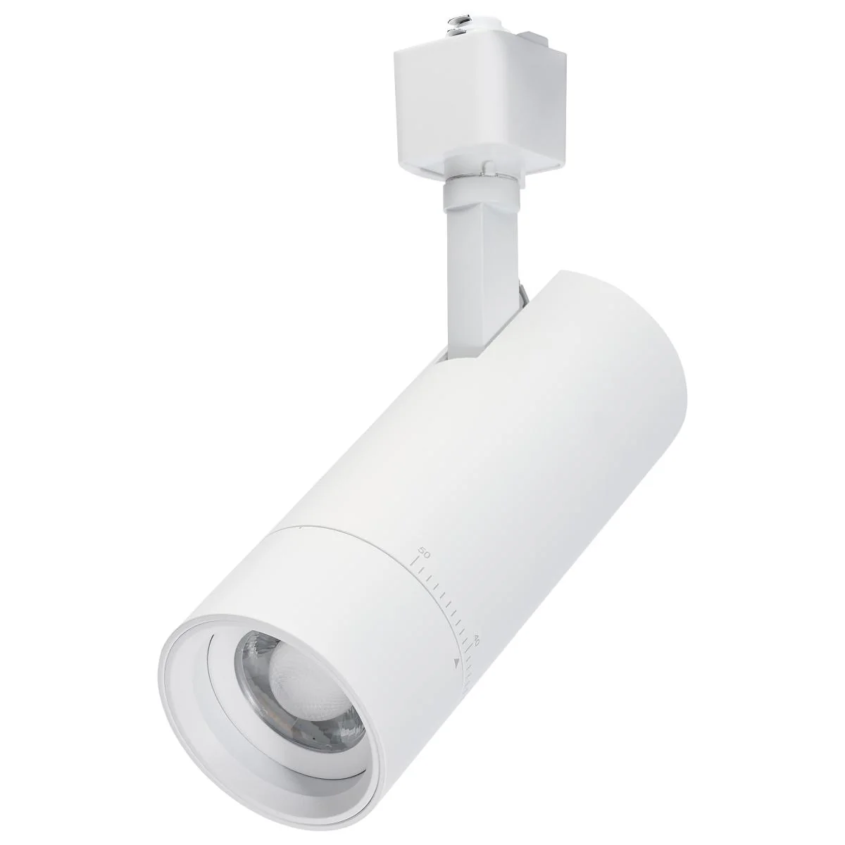 15 Watt LED Track Head; 20 to 50 Degree Adjustable Beam Spread; CCT Selectable; Matte White or Black Finish