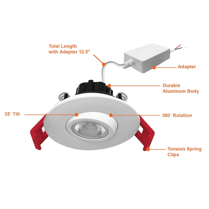 2" Smooth Gimbal Downlight: LV-Line, 350 Lumens, 5W, 3000K, 120V - Image 2
