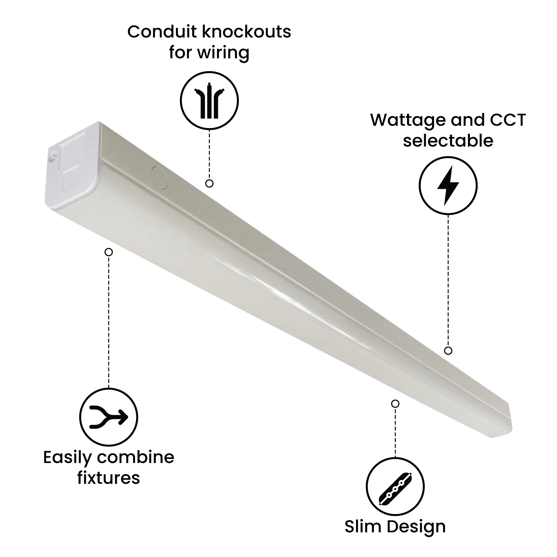 4FT LED Narrow Strip Light, 5500 Lumen Max, Wattage and CCT Selectable, 120-277V - Image 3