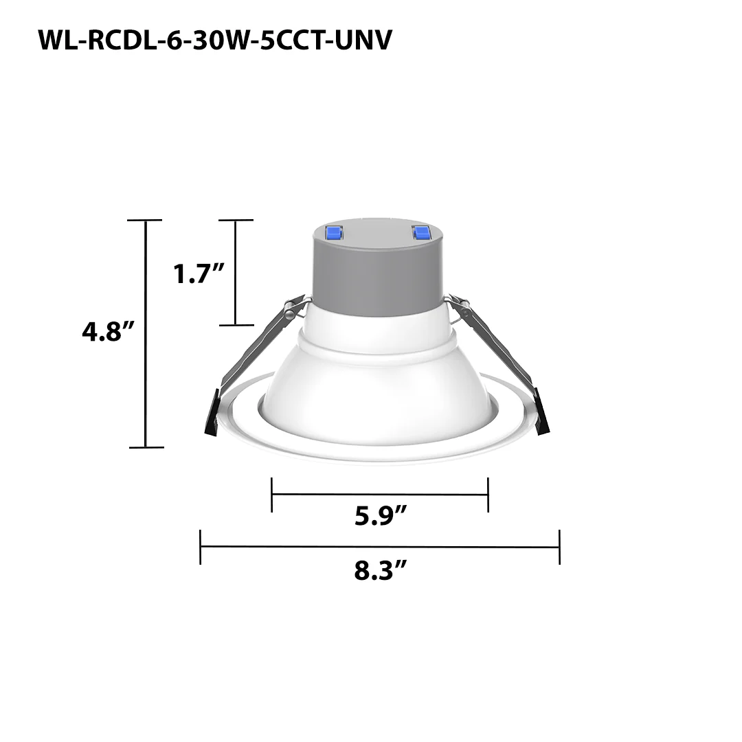 6" LED Round Commercial Downlight, 3600 Lumen Max, Wattage & CCT Selectable, 120-277V - Image 3