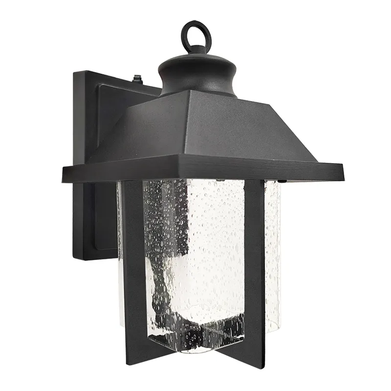 8" Mini Square Lantern Seeded Glass with Photocell, 12W, 650 Lumens, CCT Selectable, 120V