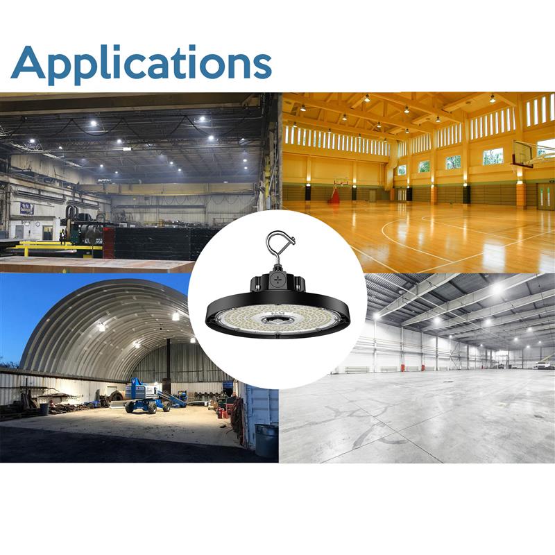 6PK Aries G5 LED UFO High Bay, 22,500 Lumen Max, Wattage, CCT, and Optic Selectable, Black Finish, Comparable to 320-400 Watt HID Fixture, 120-277V - Image 3