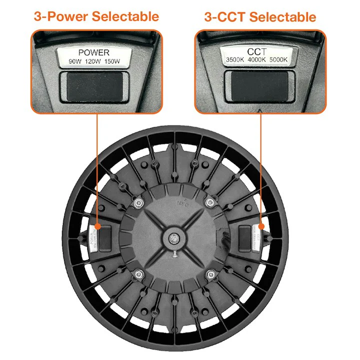 C-LINE: RHB3 UFO High Bays, 36000 Lumen Max, Wattage and CCT Selectable, 277-480V, Black or White Finish - Image 4