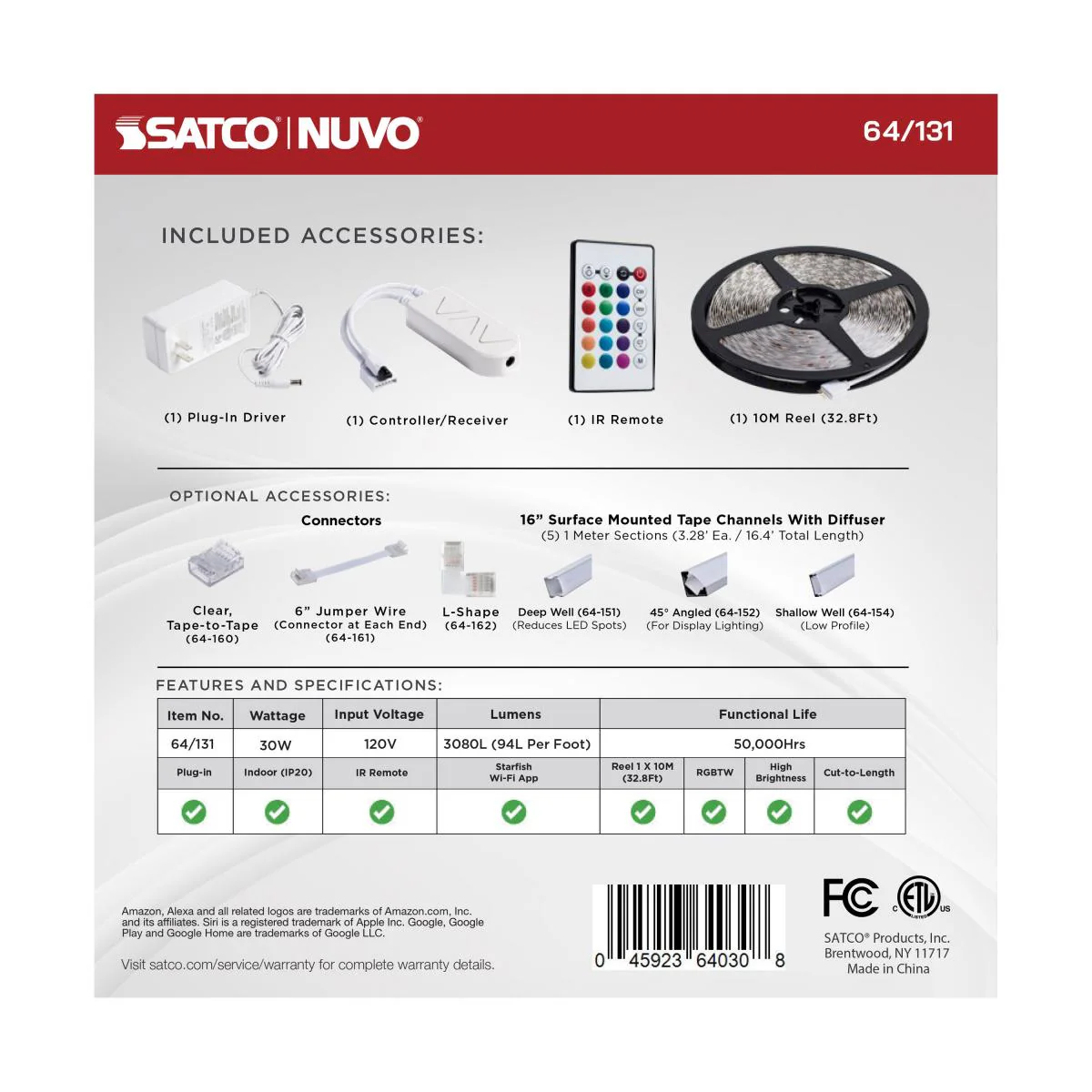 Dimension Pro, Tape Light Strip, 32 ft, Hi-Output, RGB plus Tunable White, Plug connection, Starfish IOT Capable, IR Remote Included - Image 12