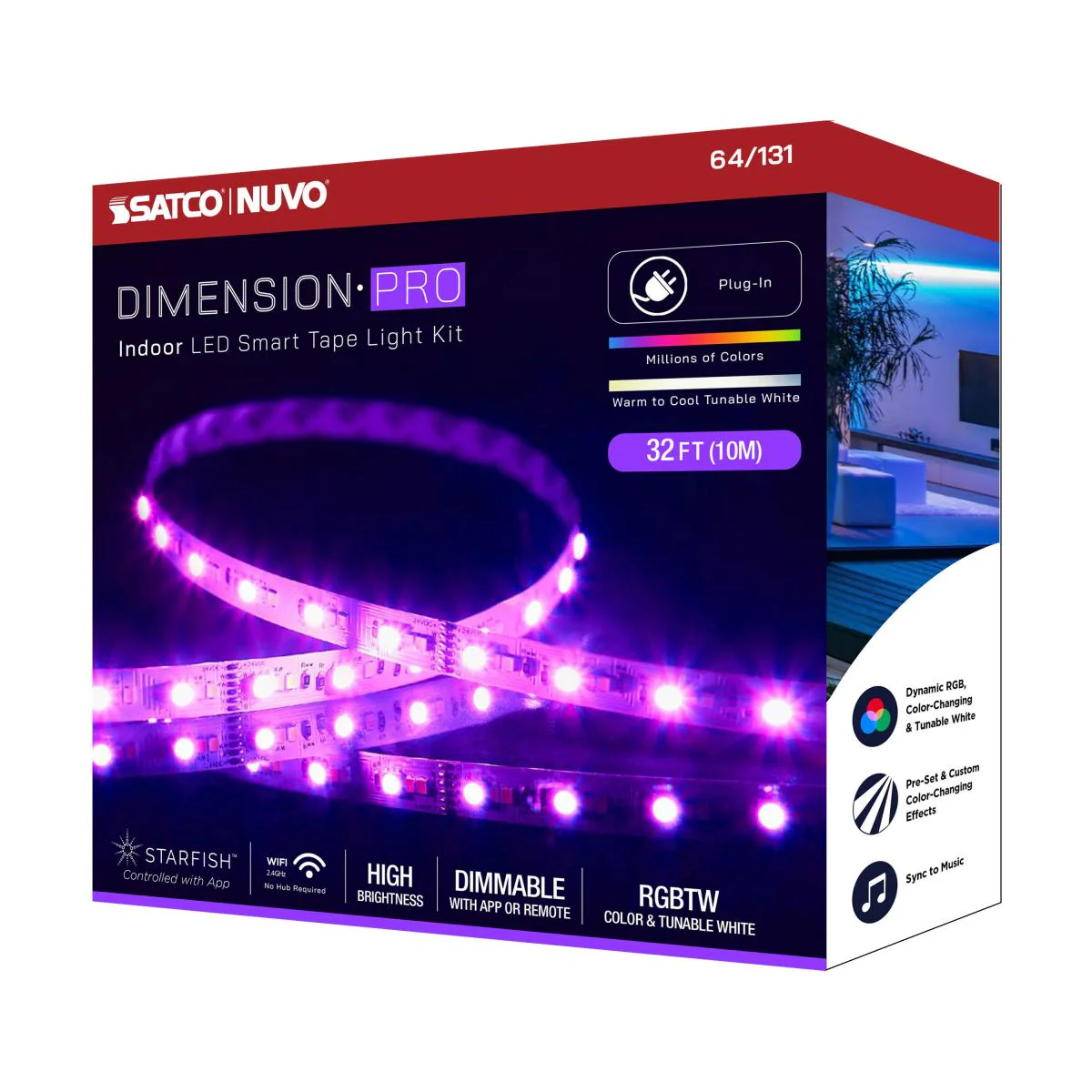 Dimension Pro, Tape Light Strip, 32 ft, Hi-Output, RGB plus Tunable White, Plug connection, Starfish IOT Capable, IR Remote Included - Image 15