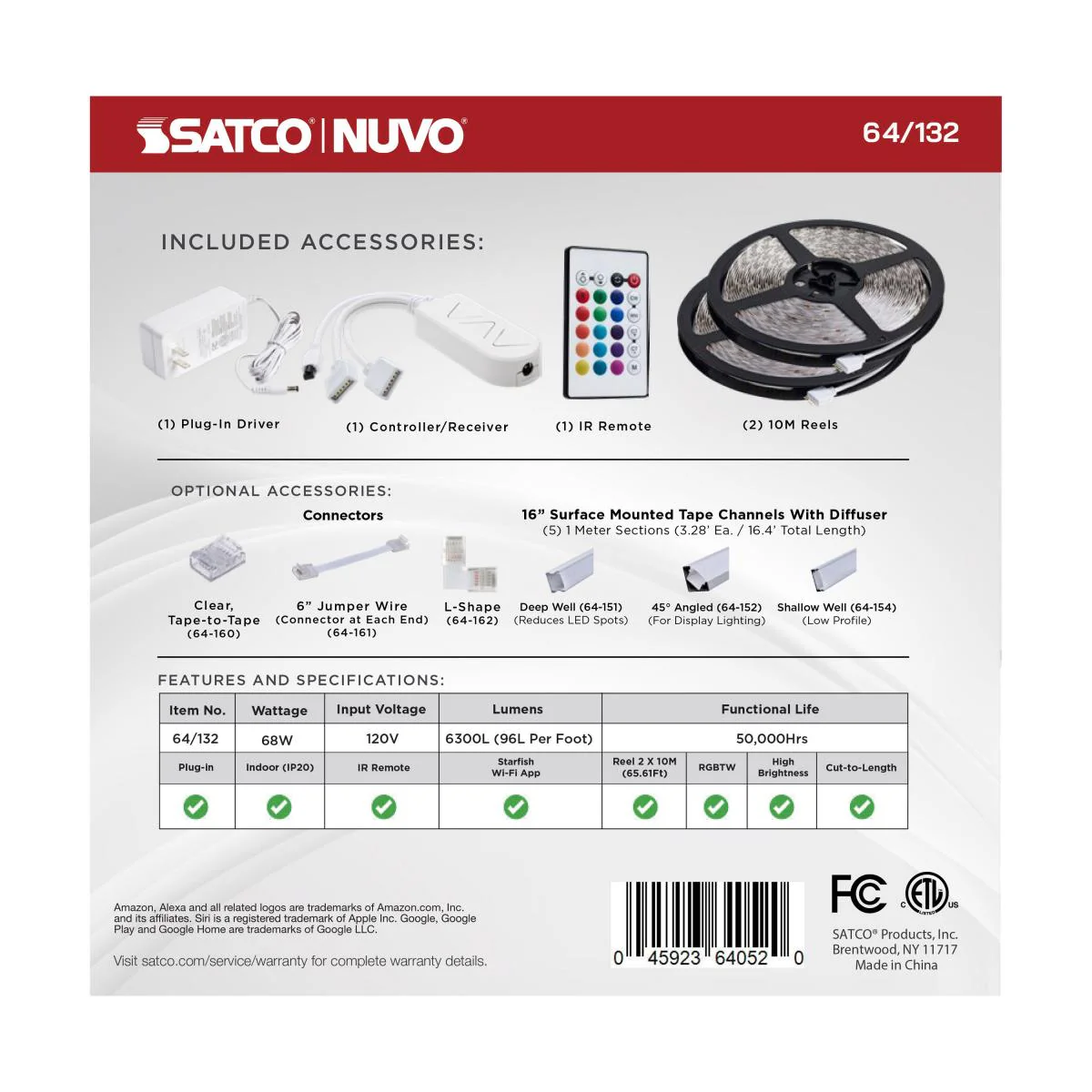 Dimension Pro, Tape Light Strip; 64 ft, Hi-Output, RGB plus Tunable White, Plug connection, Starfish IOT Capable, IR Remote Included - Image 12