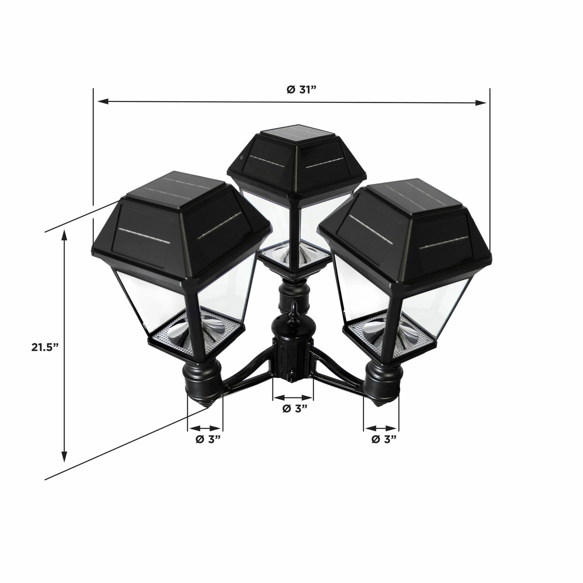 Gama Sonic Imperial III Commercial Solar Triple Post Light, 900 Lumens, CCT Selectable 2700K/6000K - Image 4