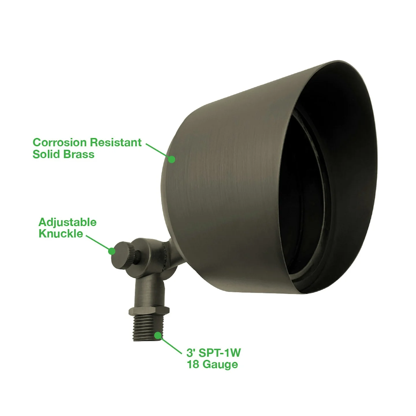 Landscape Flood Light: Large Round, 12V, Oil Rubbed Bronze or Matte Black - Image 3