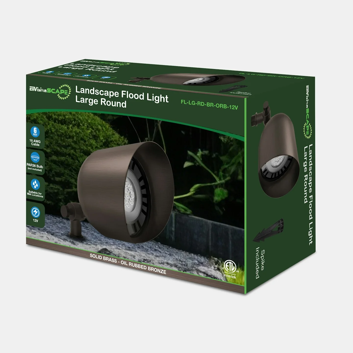 Landscape Flood Light: Large Round, 12V, Oil Rubbed Bronze or Matte Black - Image 7
