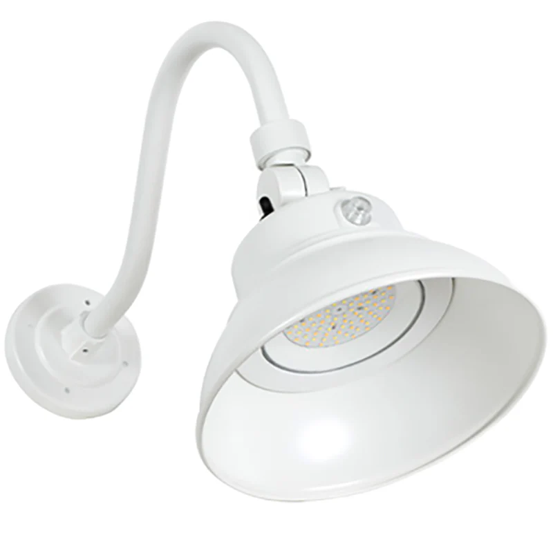 LED 10" Gooseneck Barn Light, 3000 Lumens, 25W, 120-277V, CCT Selectable 3000K/4000K/5000K, White Finish - Image 2