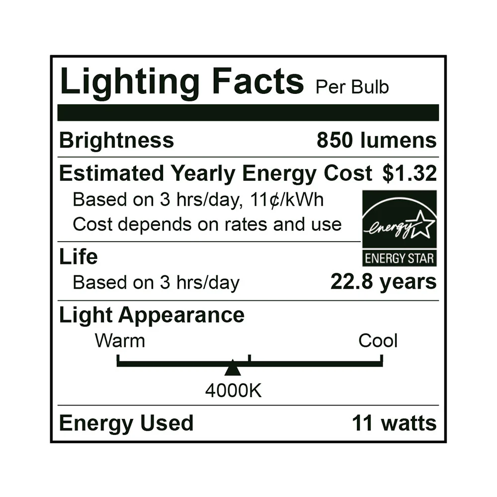 25PK LED BR30 Bulb, 11 Watt, 120V, 850 Lumen, 2700K, 3000K, 4000K, 5000K - Image 8