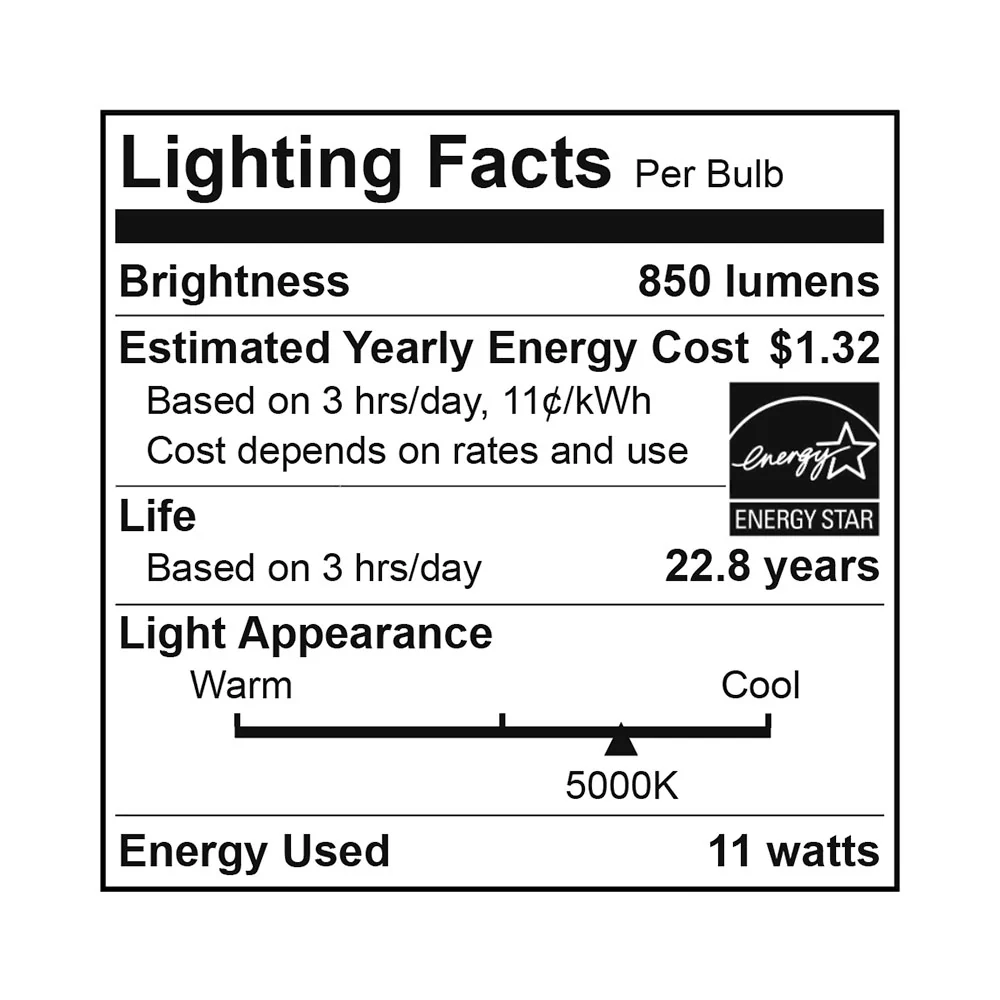 25PK LED BR30 Bulb, 11 Watt, 120V, 850 Lumen, 2700K, 3000K, 4000K, 5000K - Image 9