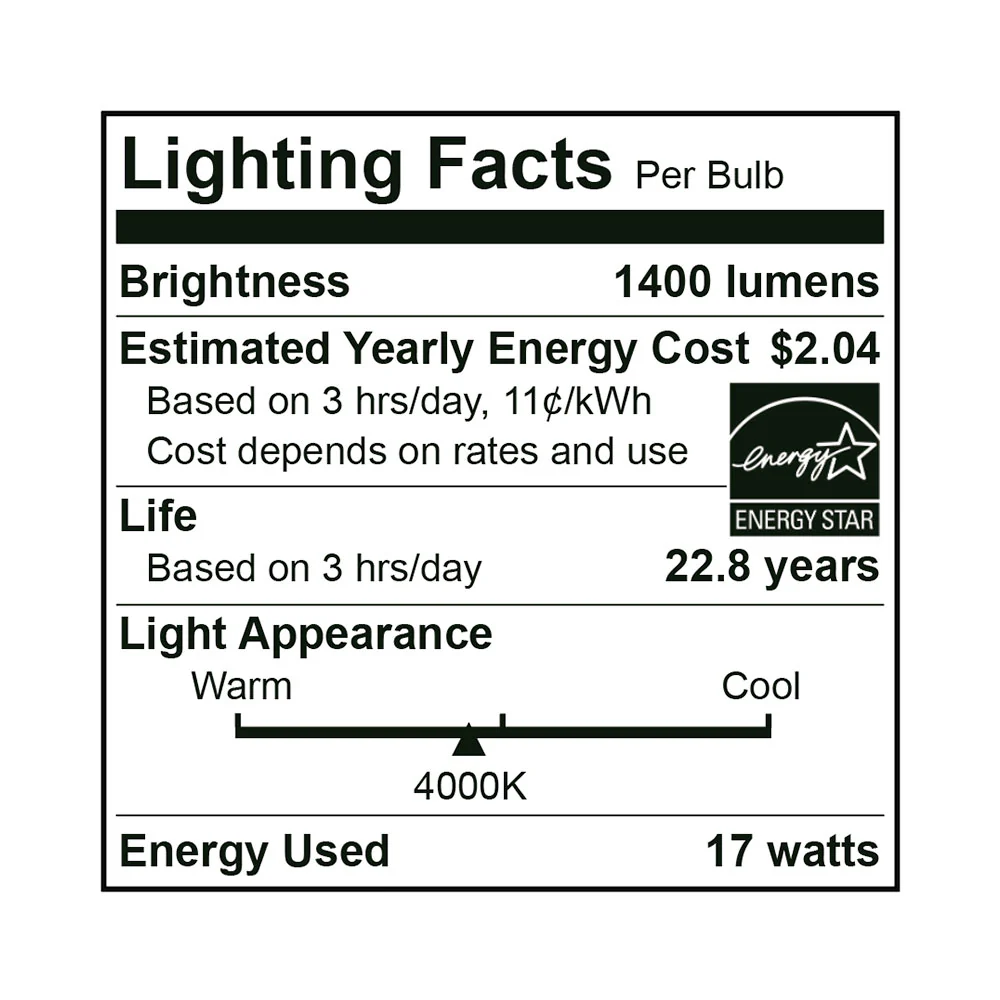 25PK LED BR40 Bulb, 17 Watt, 120V, 1400 Lumens, 2700K, 3000K, 4000K, 5000K - Image 8