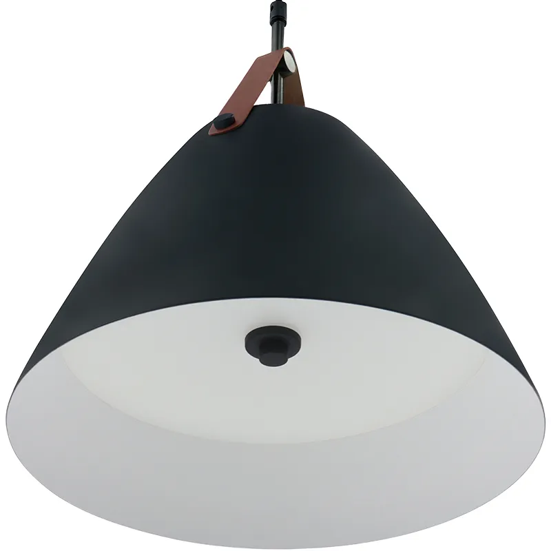 Nordic Design Pendant Light with Leather Strap, 1400 Lumens, 25W, CCT Selectable, 120V, Black or White Finish - Image 4
