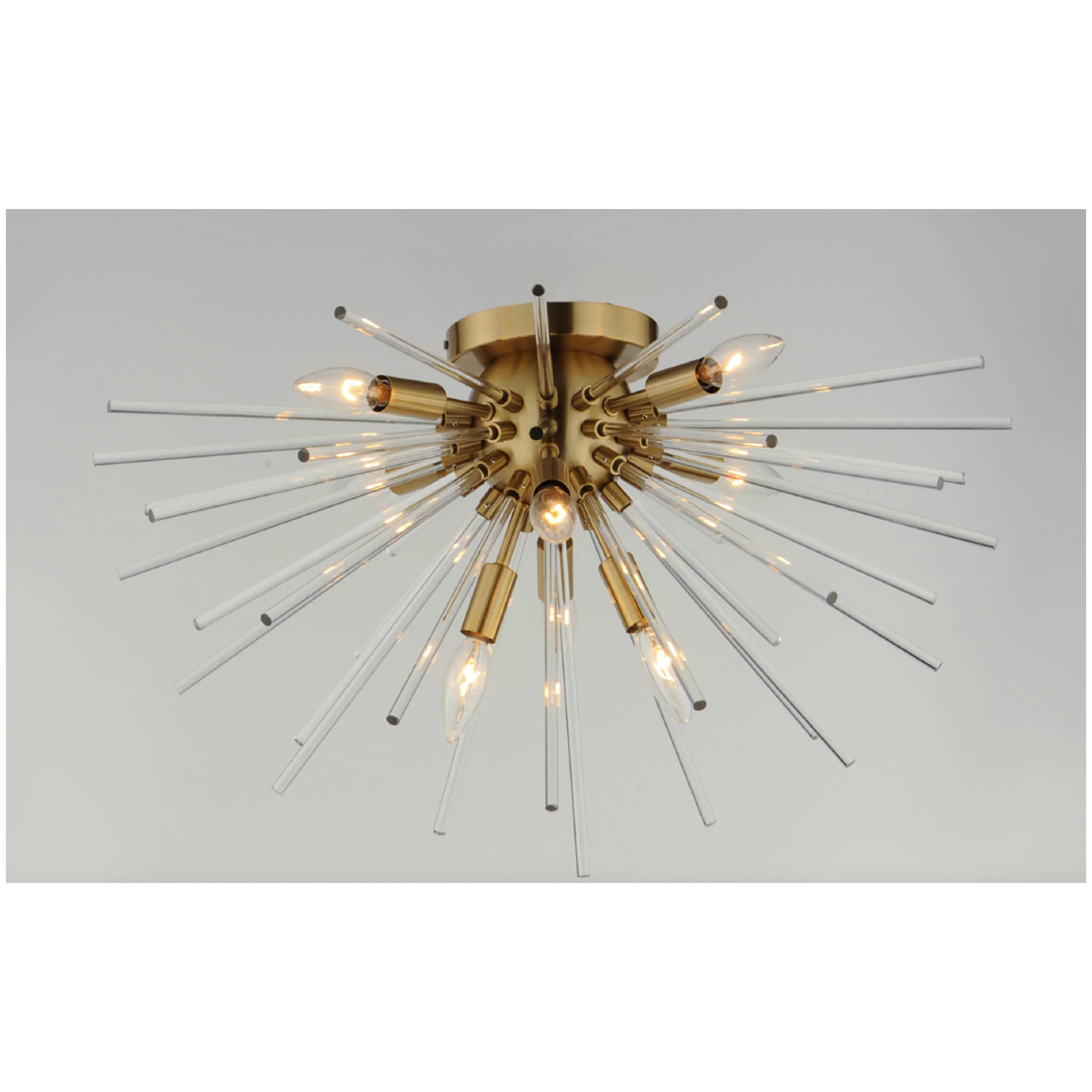 Polaris 8-Light Flush Mount, 420W, 120V, Satin Brass Finish - Image 3