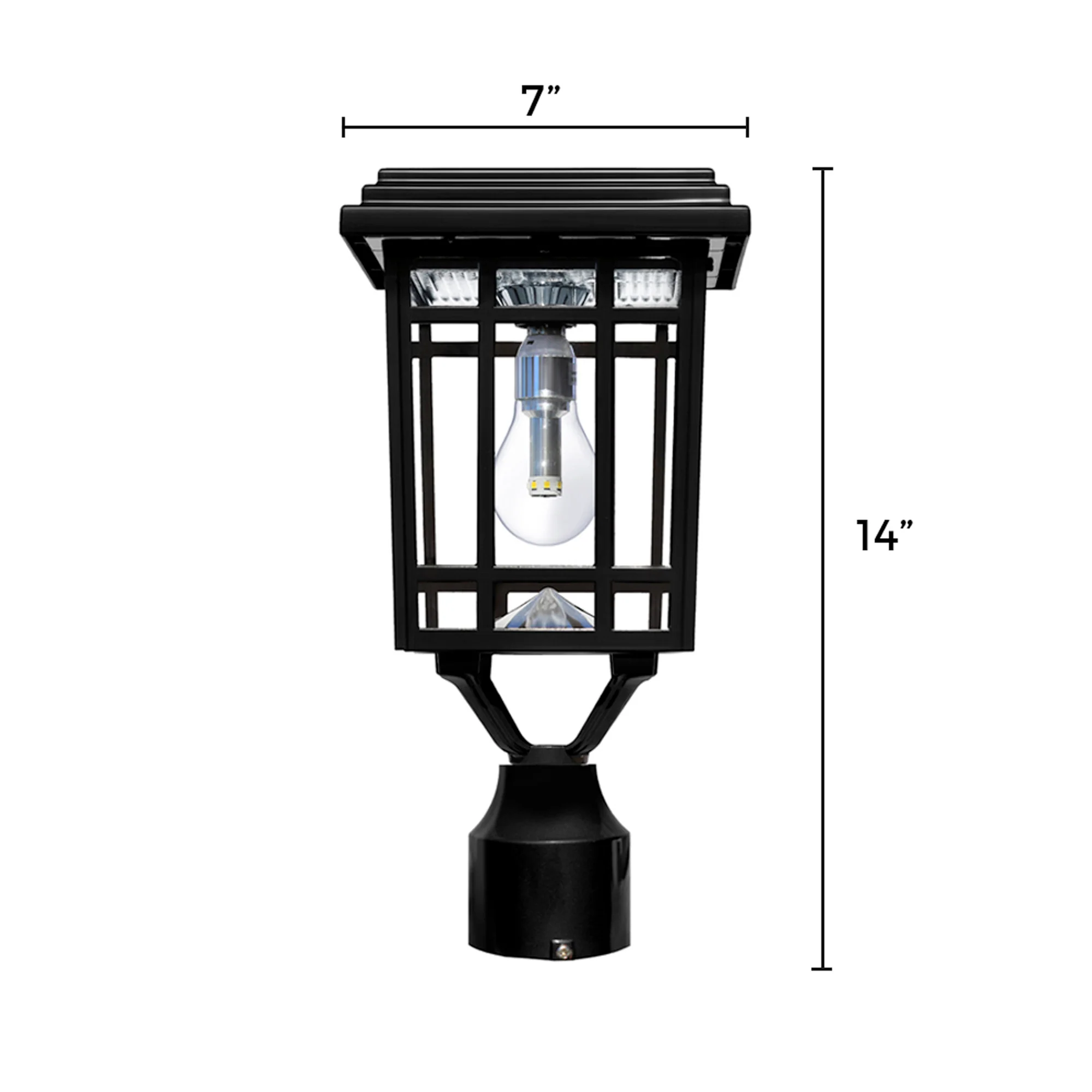 Prairie Bulb Solar Lamp w/GS Light Bulb, 50 Lumens, 3.6V, 1.3 Watts, 2700 CCT, Black Finish, Post, Flat or Wall Mount - Image 12