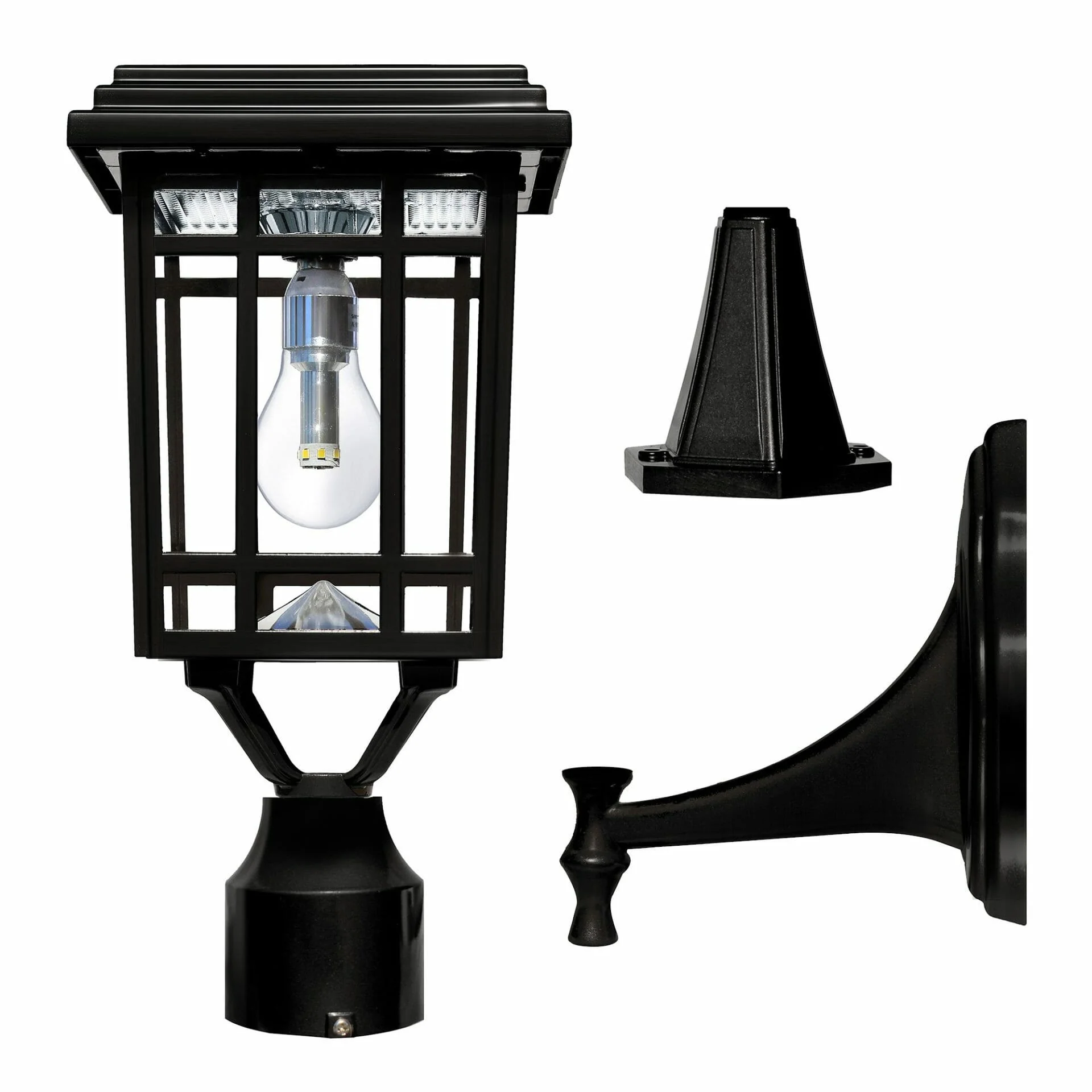 Prairie Bulb Solar Lamp w/GS Light Bulb, 50 Lumens, 3.6V, 1.3 Watts, 2700 CCT, Black Finish, Post, Flat or Wall Mount - Image 8