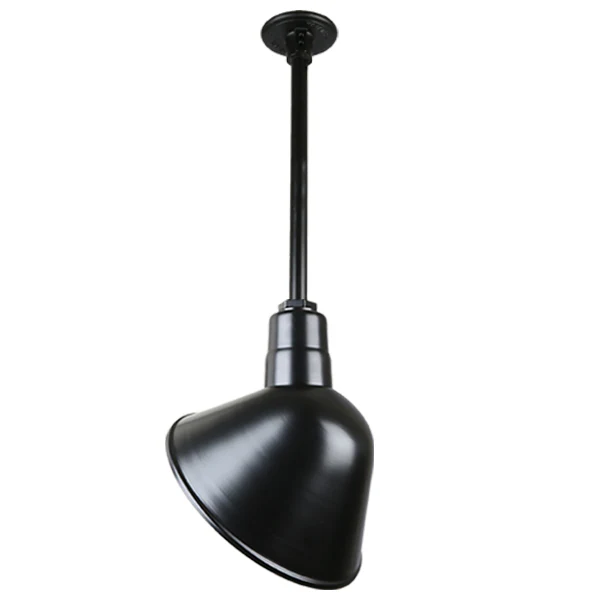 Quick Ship 12" Angled Shade Hi-Lite Stem Hung Pendant Collection, H-QSN18112 Series (Black, White, Galvanized, Oil Rubbed Bronze Finishes) - Image 3
