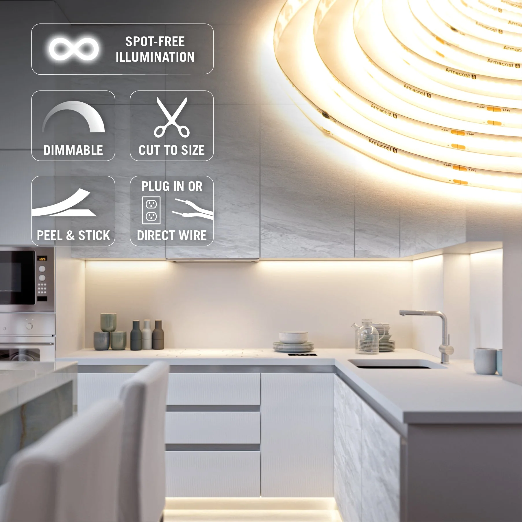 RibbonFlex Home Continuous LED Strip Light Tape, 24V, 3000 Lumens, 36W, 3000K - Image 3