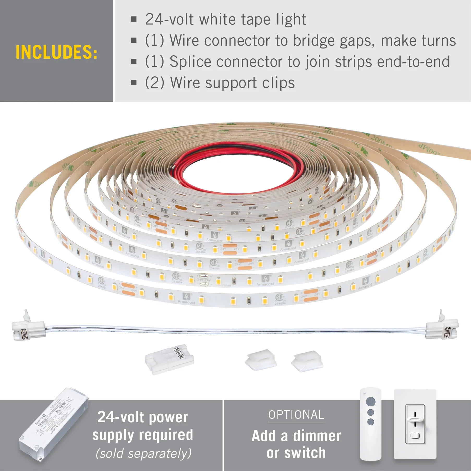 RibbonFlex Pro 24V White LED Strip Light Tape 60 LED/m, 16ft or 32 ft, 2700K, 3000K, or 4000K - Image 2