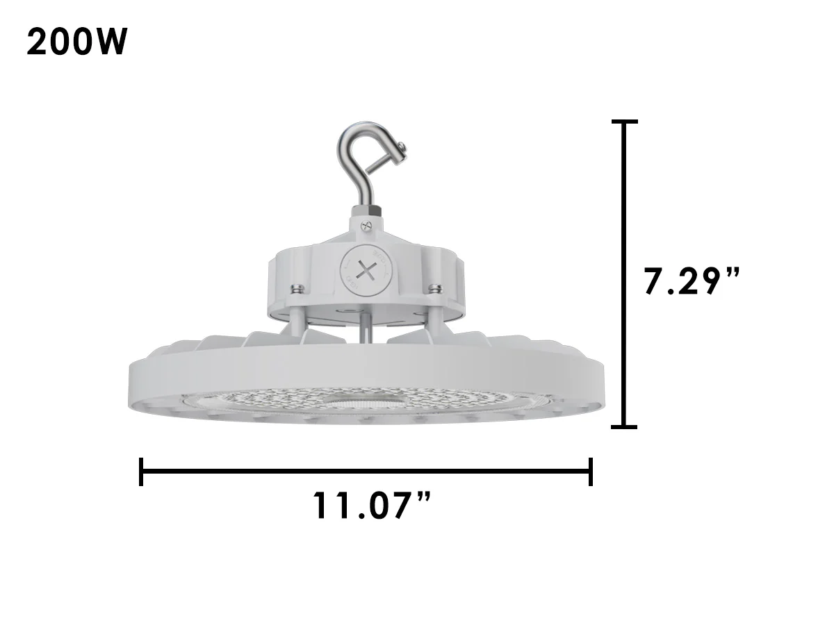 Static LED UFO High Bay, 30,000 Lumens, 200 Watt, 5000K, 120-277V, White Finish - Image 5