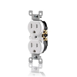 Tamper Resistant Duplex Receptacle, 15 Amp, 125V (White, Black, Ivory, Light Almond, Brown)