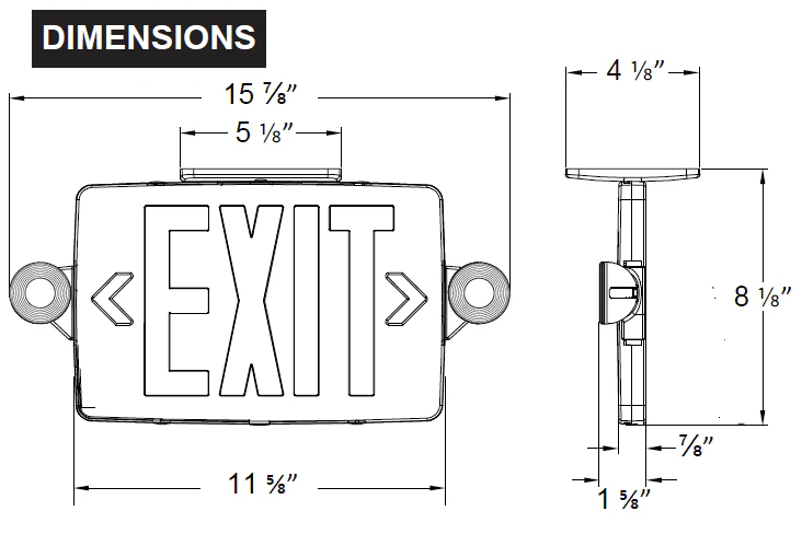 Thin LED Exit/Emergency Thermoplastic Combo, Red or Green - Image 2